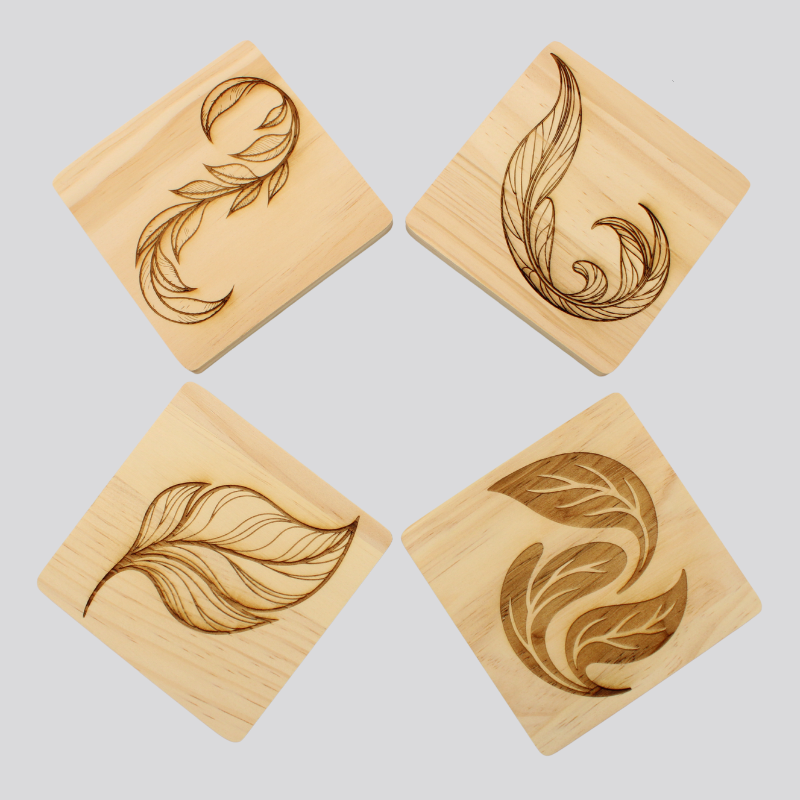 Leaves Wooden Coaster Set