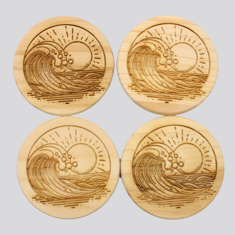 Waves Wooden Coaster Set
