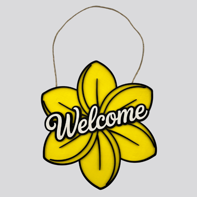 Floral Wooden Door Hanger (Yellow)