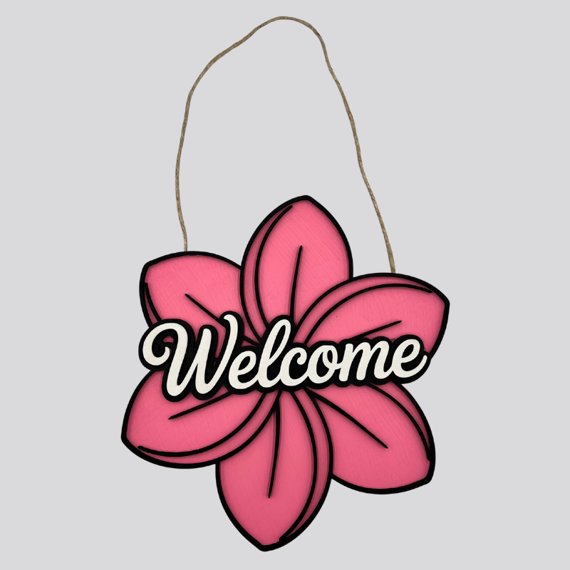Floral Wooden Door Hanger (Pink)