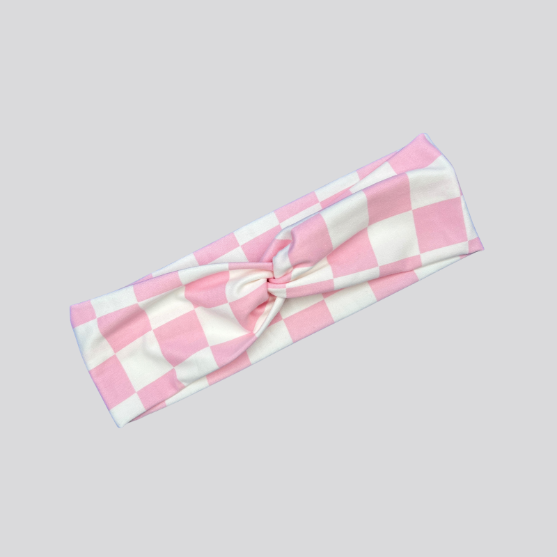 Pink Checkered Headband
