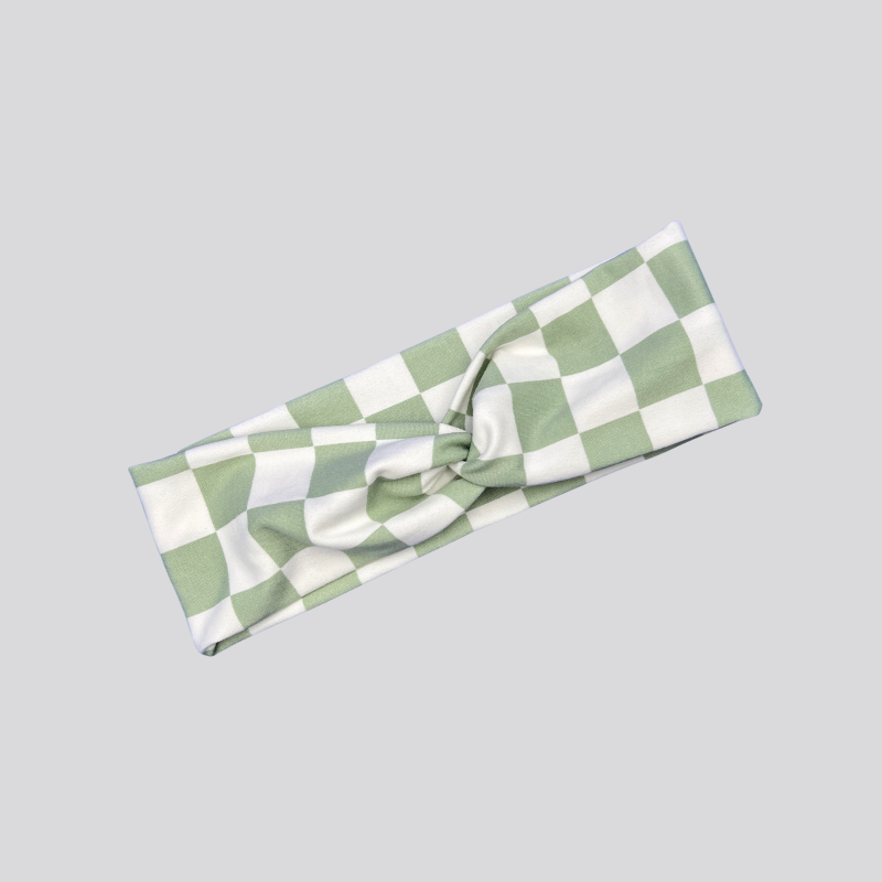 Sage Checkered Headband