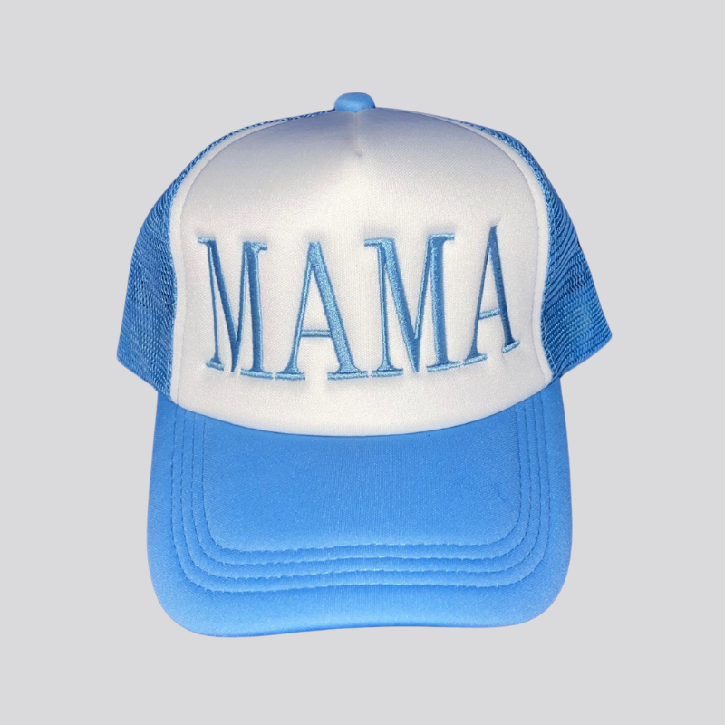 Baby Blue Mama Foam Trucker Hat Embroidered
