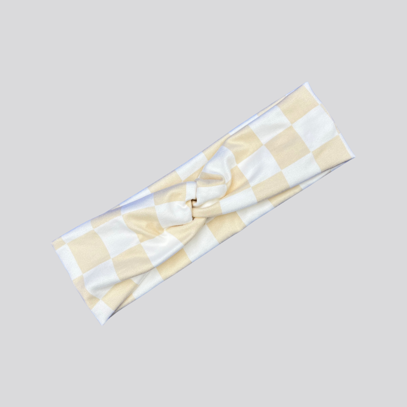 Beige Checkered Headband