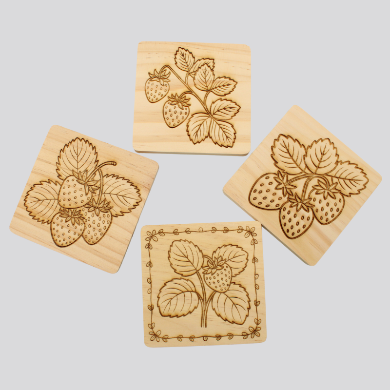 Strawberry Wooden Coaster Set