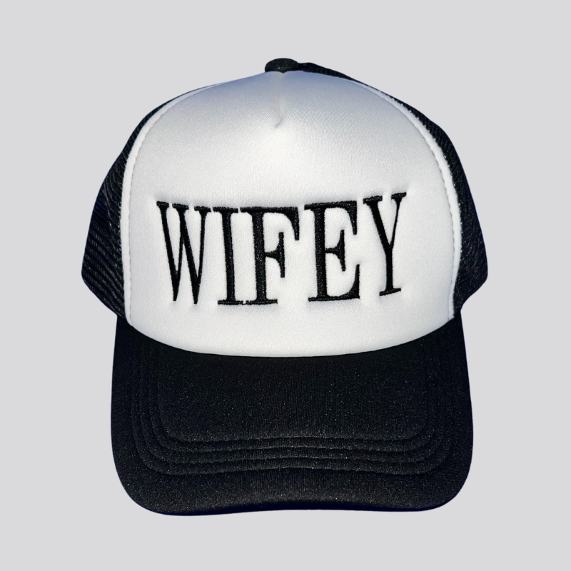 Black Wifey Foam Trucker Hat Embroidered