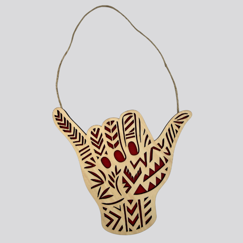 Shaka Hand Wooden Door Hanger (Red)