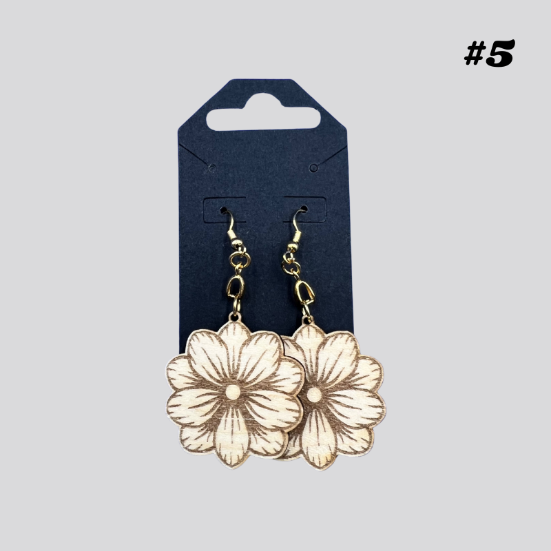 Wooden Floral Earrings