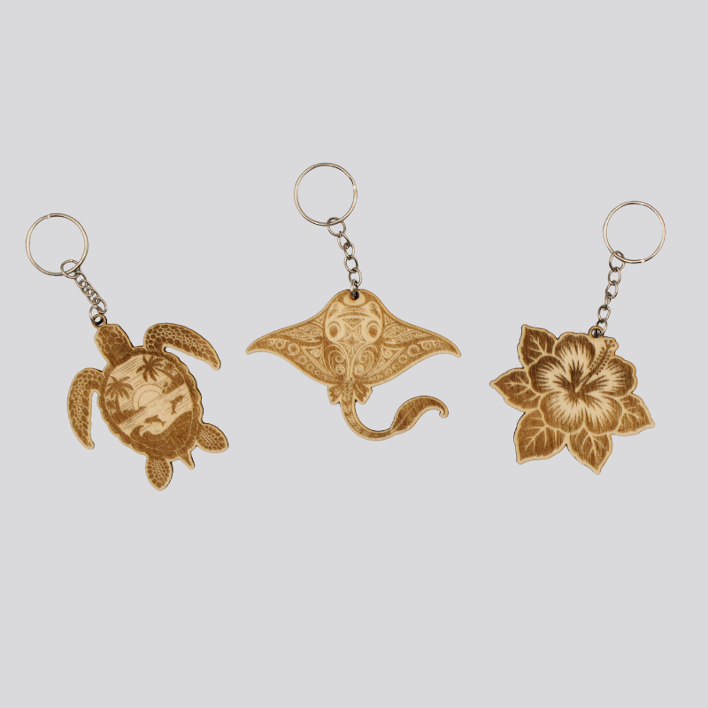 Wooden Tropical Keychains