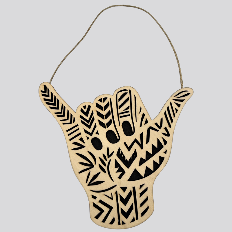Shaka Hand Wooden Door Hanger (Black)