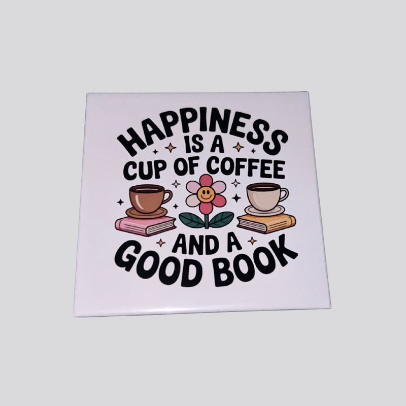 Happiness is Coffee and Book Photo Magnet