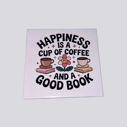 Happiness is Coffee and Book Photo Magnet