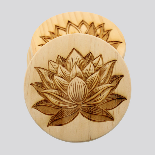 Lotus Flowers Wooden Coaster Set