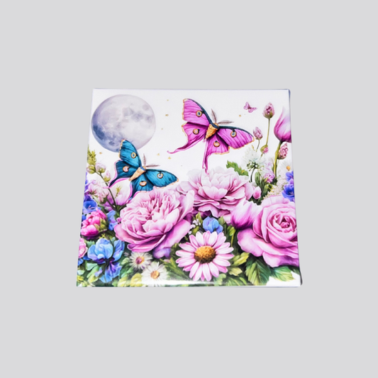 Flowers Moon Butterflies Photo Magnet