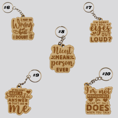Wooden "Quotes" Keychains