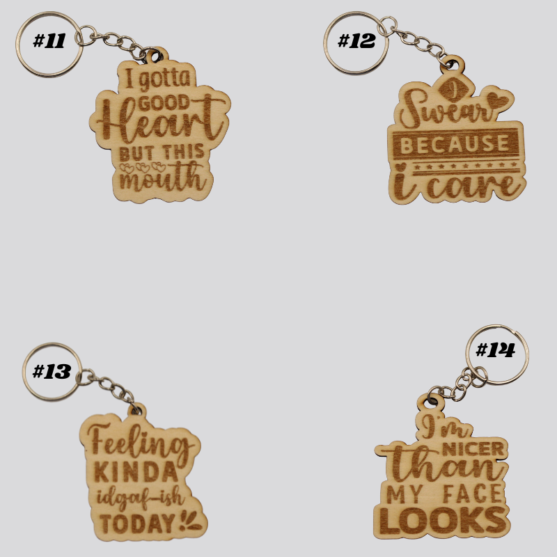 Wooden "Quotes" Keychains