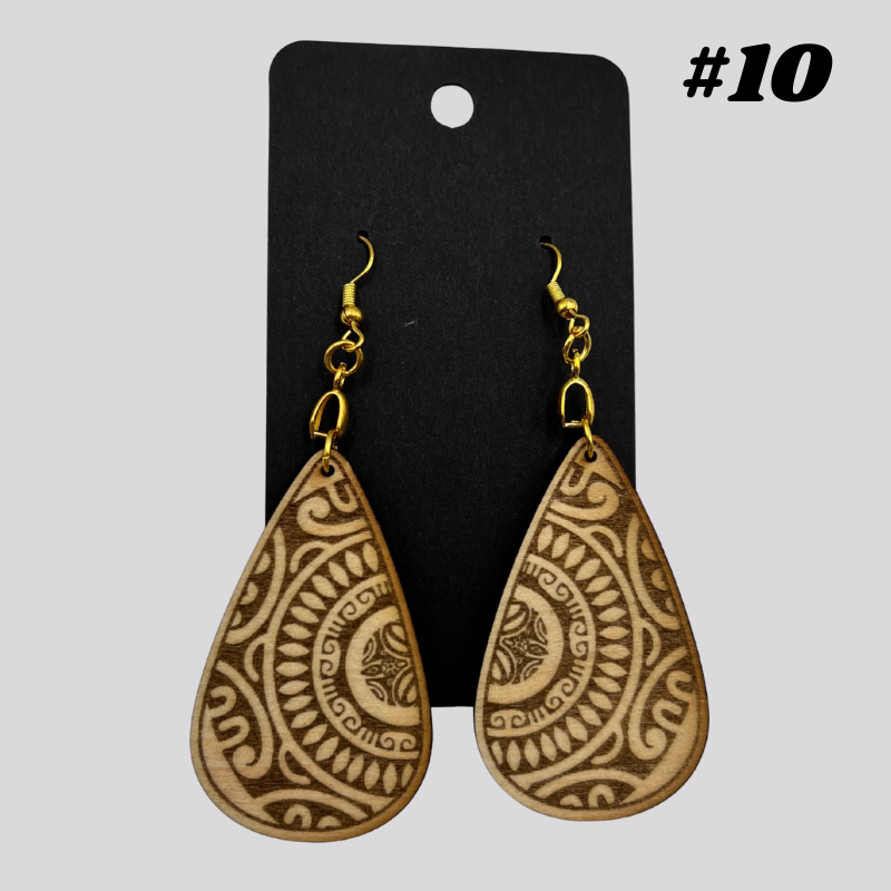 Wooden Tribal/Island Earrings