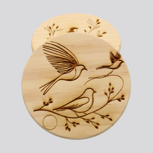 Birds Wooden Coaster Set