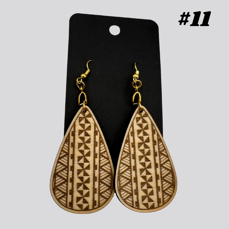 Wooden Tribal/Island Earrings