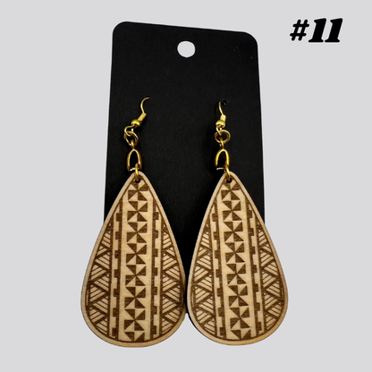 Wooden Tribal/Island Earrings