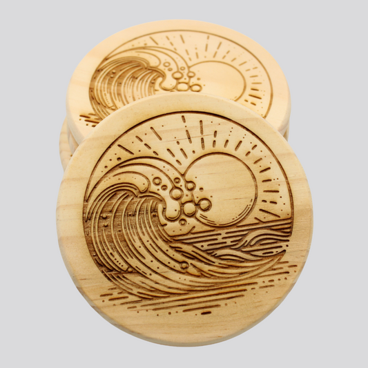 Waves Wooden Coaster Set