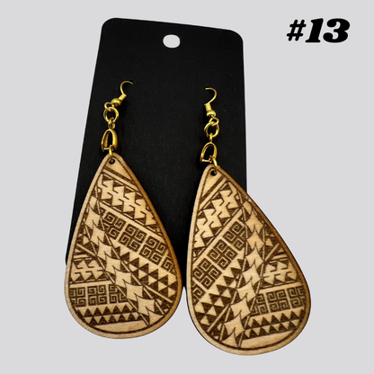 Wooden Tribal/Island Earrings