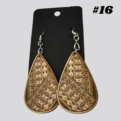 Wooden Tribal/Island Earrings