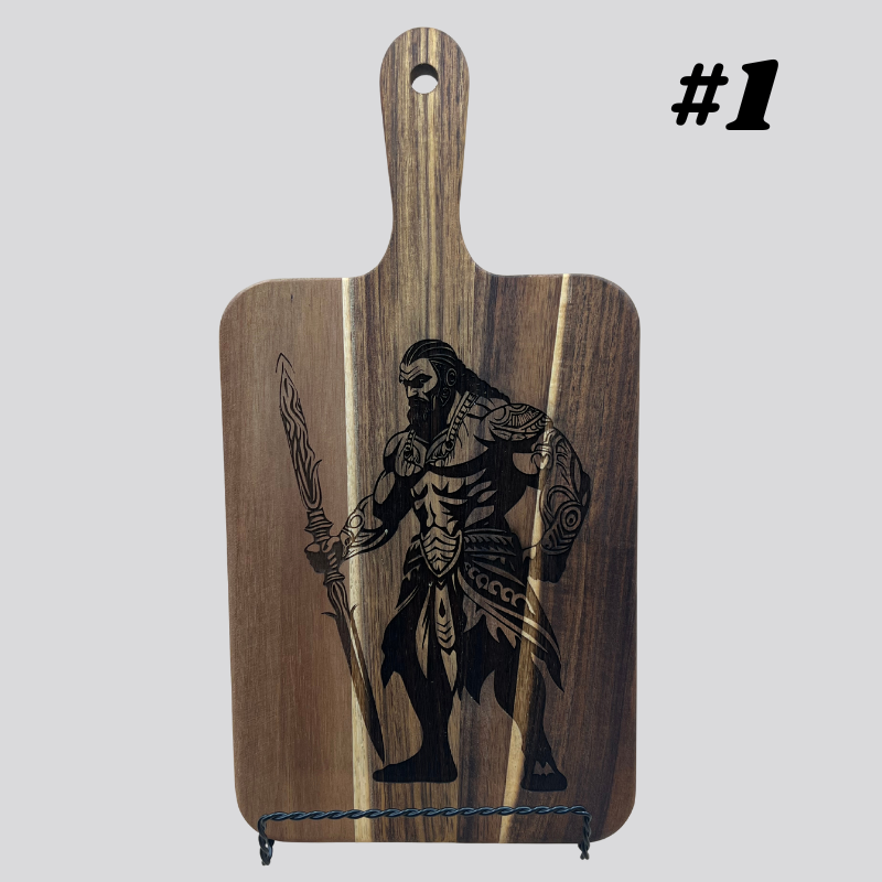 Decorative Samoan Warrior Acacia Wood Cheese/Cutting Boards