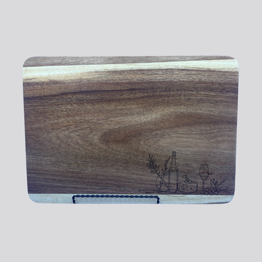 Wine & Cheese Acacia Wood Cheese/Cutting Board