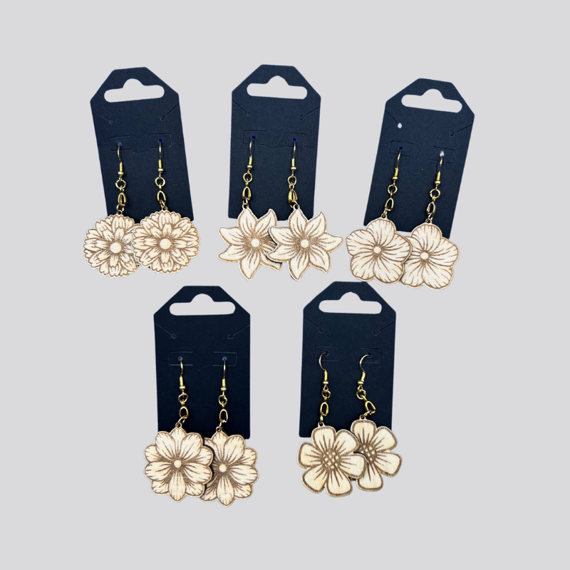 Wooden Floral Earrings