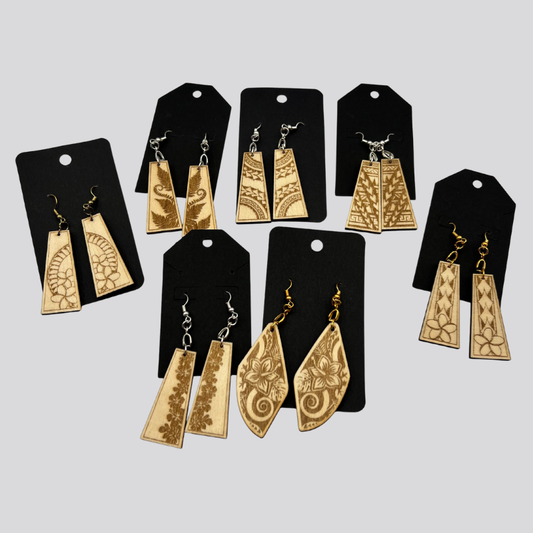 Wooden Tribal/Island Earrings