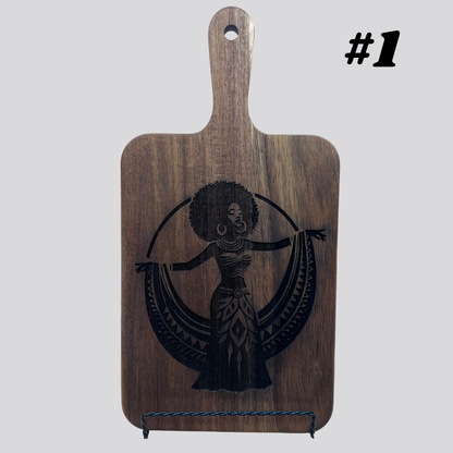 Decorative African Women Acacia Wood Cheese/Cutting Boards
