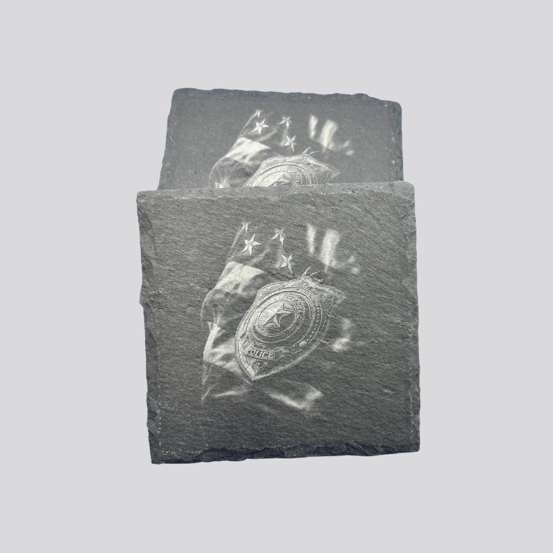 Police Badge Slate Coaster Set
