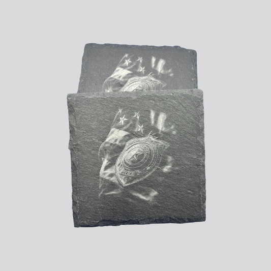 Police Badge Slate Coaster Set