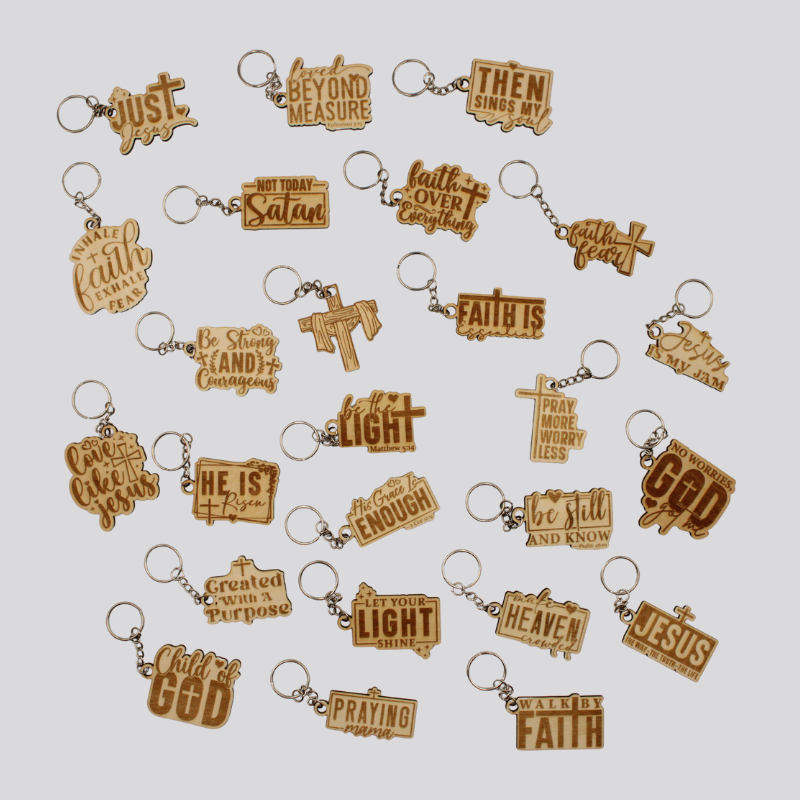 Wooden Christian Keychains