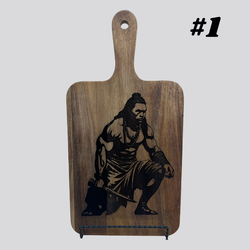 Decorative Tongan Warrior Acacia Wood Cheese/Cutting Boards