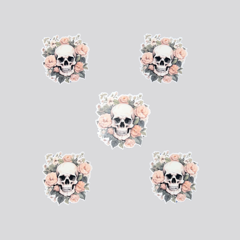 Skull and Flowers Sticker