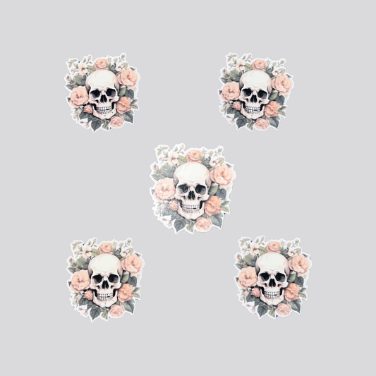Skull and Flowers Sticker