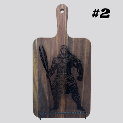Decorative Samoan Warrior Acacia Wood Cheese/Cutting Boards