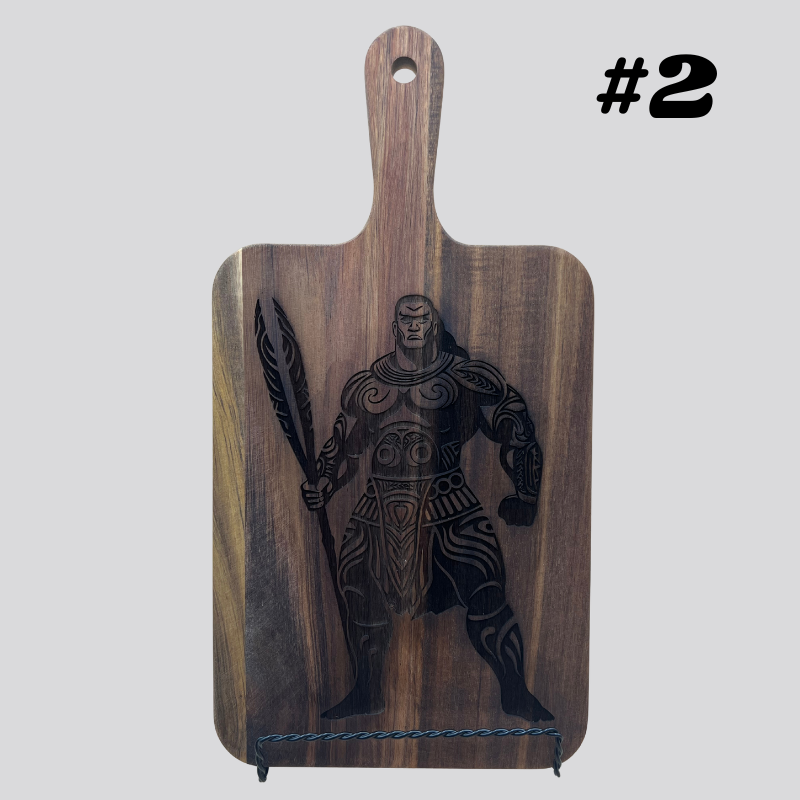 Decorative Samoan Warrior Acacia Wood Cheese/Cutting Boards