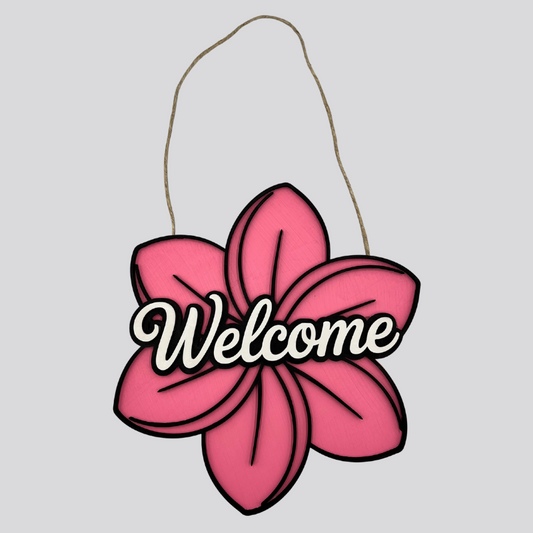 Floral Wooden Door Hanger (Pink)