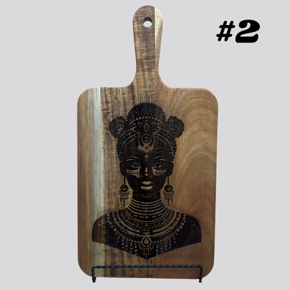 Decorative African Women Acacia Wood Cheese/Cutting Boards