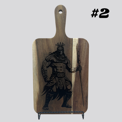 Decorative Tongan Warrior Acacia Wood Cheese/Cutting Boards