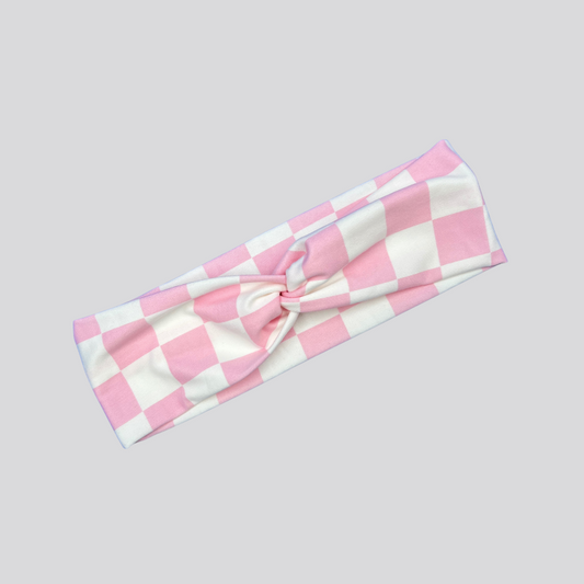Pink Checkered Headband