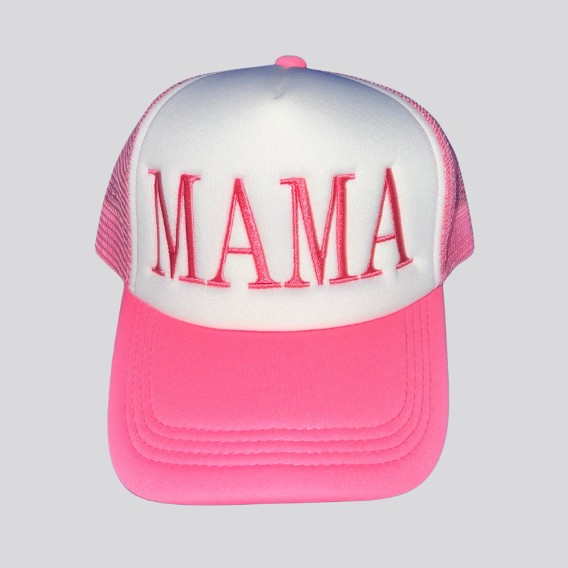 Baby Pink Mama Foam Trucker Hat Embroidered