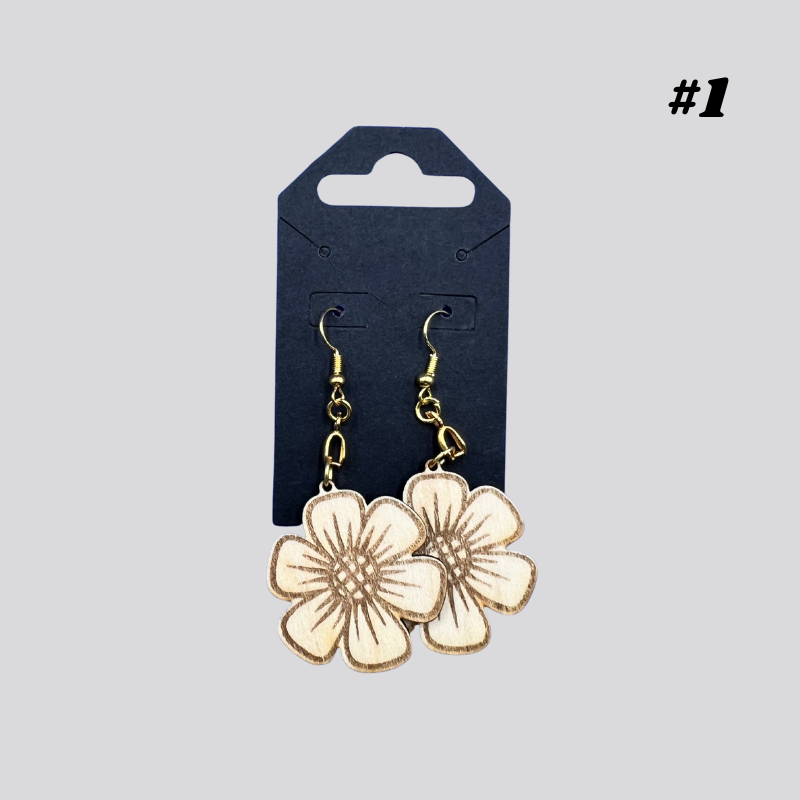 Wooden Floral Earrings