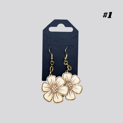 Wooden Floral Earrings