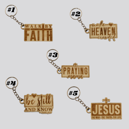 Wooden Christian Keychains