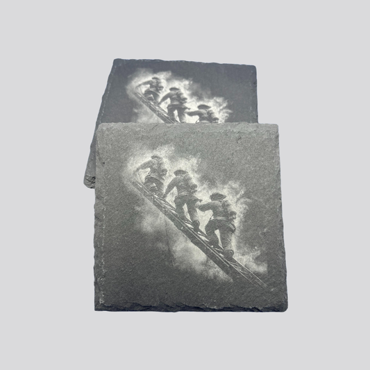 Firefighter Slate Coaster Set