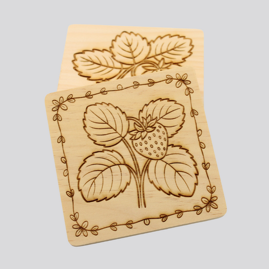 Strawberry Wooden Coaster Set